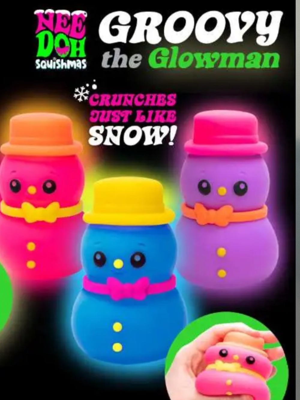 Needoh Groovy The Glowman Purple - Glows in the Dark - Crunches like Snow - Picture 6 of 6
